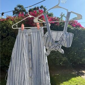 Striped Blue and White Button-Down Skirt